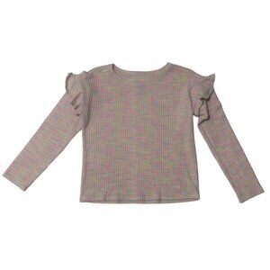 Girls Pastel Ruffled Long Sleeve Waffle Knit Top By SO Size L 10/12 1684